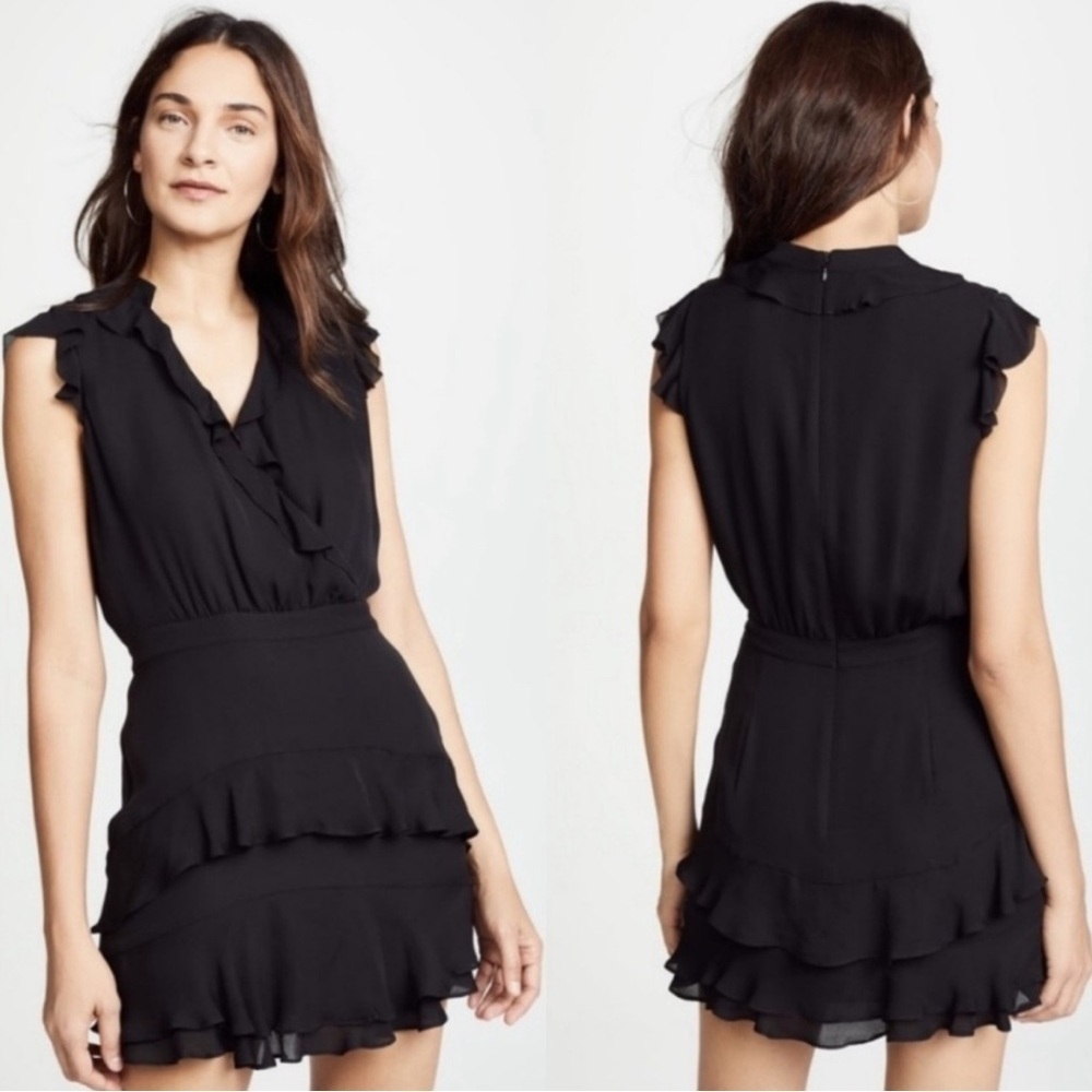 Parker Black Ruffle Mini Dress - Picture 1 of 8